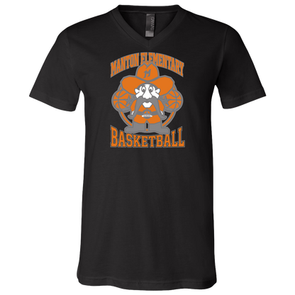 manton-ranger-mascot-hoops-bella-canvas-unisex-jersey-ss-v-neck-t-shirt — Black — Front — source sha256 b62241c2e9ea7798daf5072f37e3f53b8369a80bf0e5961c8494e017a5652992 — Color position 2