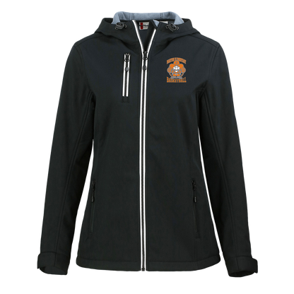 manton-ranger-mascot-hoops-clique-womens-eco-stretch-softshell-jacket — Black — Front — source sha256 bb6a5c9107b15c7dc169a4ecbe80f3b187cb0d7868b3fcc7904b37d777123579 — Color position 1