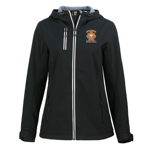 manton-ranger-mascot-hoops-clique-womens-eco-stretch-softshell-jacket — Black — Front — source sha256 bb6a5c9107b15c7dc169a4ecbe80f3b187cb0d7868b3fcc7904b37d777123579 — Color position 1