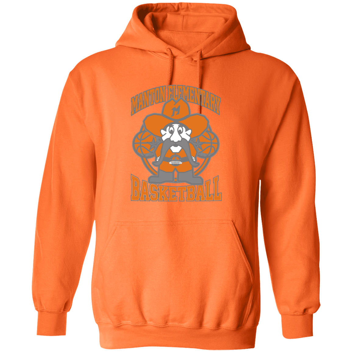 manton-ranger-mascot-hoops-gildan-pullover-hoodie — Safety Orange — Front — source sha256 bf520395786de64366540a0351064784c97805b5384b02ec5d24670f5af5a511 — Color position 7