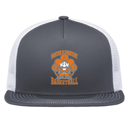 manton-ranger-mascot-hoops-pacific-headwear-d-series-5-panel-trucker-snapback-cap — Graphite/White — Front — source sha256 e2d5994d80ef8426e886e02241ac816d7ceafca3bf9548d3dcb2bbc128c3287f — Color position 4