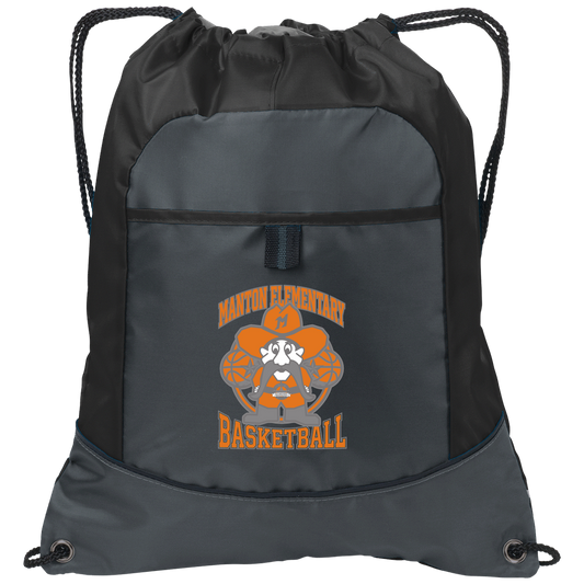 manton-ranger-mascot-hoops-port-authority-pocket-cinch-pack — Deep Smoke/Black — Front — source sha256 e67861a0ce3515f2a71b32cbe002454ef56c3fee4f91c0b424beae0d7f709915 — Color position 1