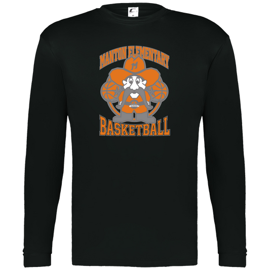 manton-ranger-mascot-hoops-c2-mens-performance-long-sleeve-tee — Black — Front — source sha256 ff675e2adaf7a5a8f0889f7de7cebb1e6607350a90c94159d9ff206731139785 — Color position 1