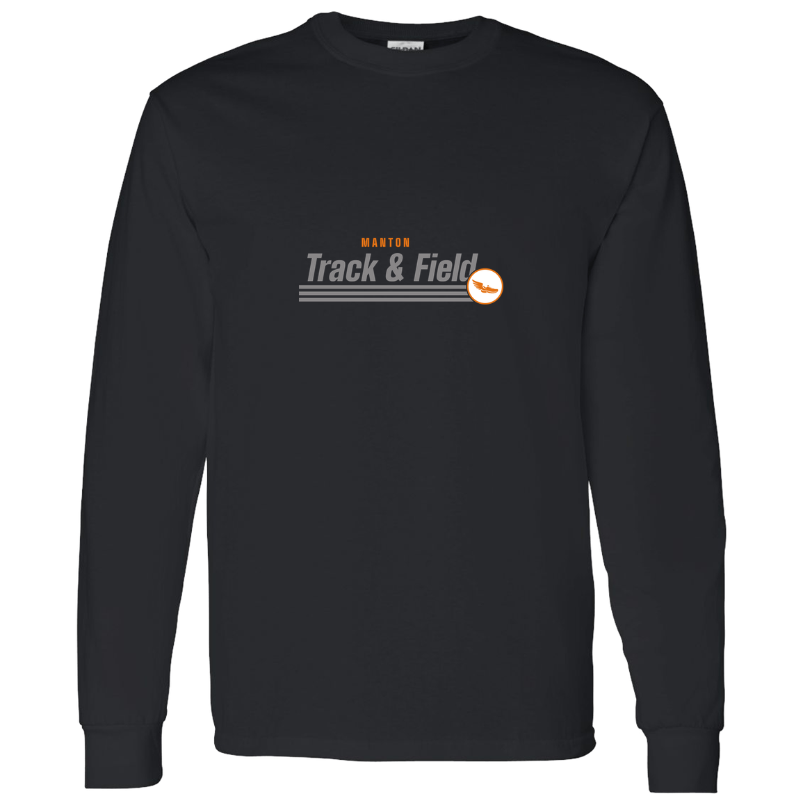 manton-retro-stripes-gildan-ls-t-shirt-5-3-oz — Black — Front — source sha256 608c82e1c3b6927593a51e0d62c96287eccb277ed9a657321603fc9c430a2765 — Color position 2