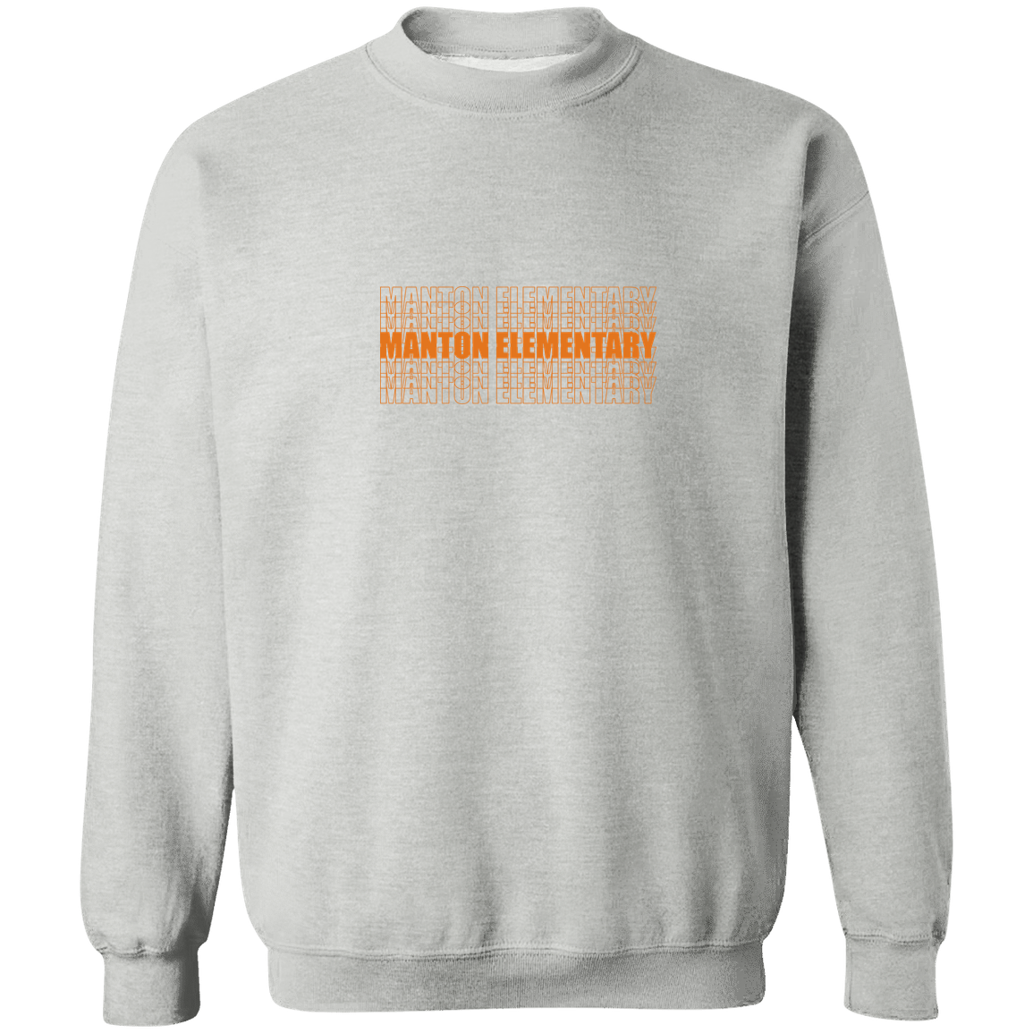 manton-stacked-echo-gildan-crewneck-pullover-sweatshirt — Sport Grey — Front — source sha256 15985dfcbb9bc6dd47b6f21fbc6b1084ffc790ace996e6b156a1f500868a4f11 — Color position 1