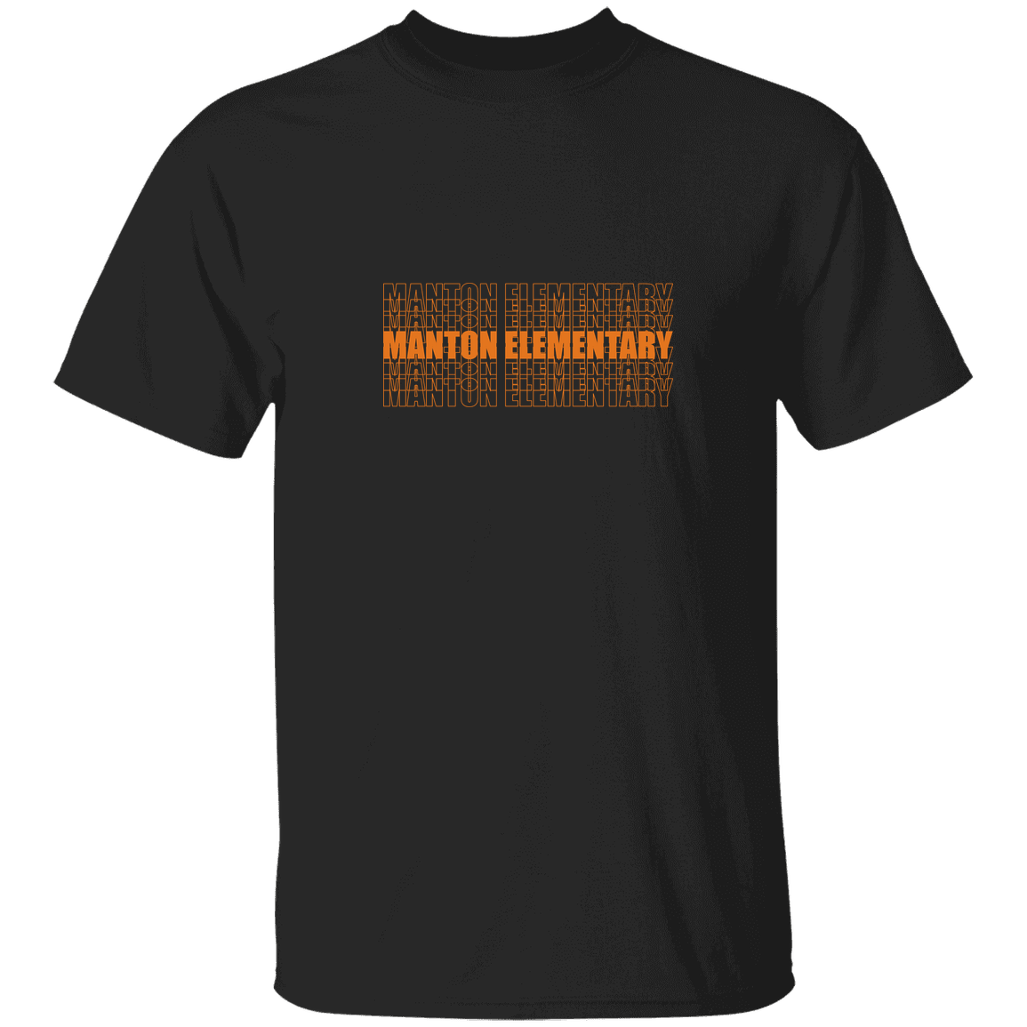 manton-stacked-echo-gildan-youth-5-3-oz-100-cotton-t-shirt — Black — Front — source sha256 1adcb74736812fcd498fcb4824afb7db9f24db08a2a5c2380de066839123b8e6 — Color position 2
