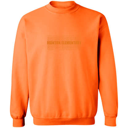 manton-stacked-echo-gildan-crewneck-pullover-sweatshirt — Safety Orange — Front — source sha256 1ecd4c23e4ac4d467b1a6f0d5c8e0cada1804666d3b947f90bf7f7c6818a1589 — Color position 7