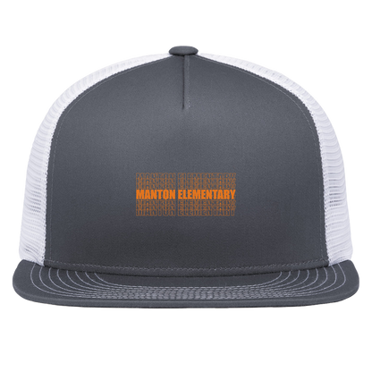 manton-stacked-echo-pacific-headwear-d-series-5-panel-trucker-snapback-cap — Graphite/White — Front — source sha256 3190abb82cc87123df6b6281f0b15cb5020d3d9723de607b339990ecf1cd5363 — Color position 4