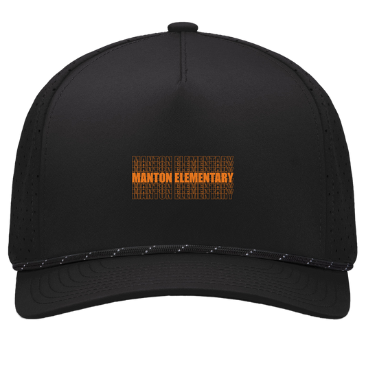 manton-stacked-echo-pacific-headwear-weekender-perforated-snapback-cap — Black/Black — Front — source sha256 32973ebb85f54005a0b38ac3a98bd7f8b1eec8ab557cd42da4844f3b6302cd73 — Color position 1