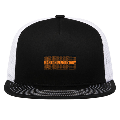 manton-stacked-echo-pacific-headwear-d-series-5-panel-trucker-snapback-cap — Black/White — Front — source sha256 3ed62dd9548d484135307d7d665b427879c59ff6c6ee956141d617eaaddaef99 — Color position 2