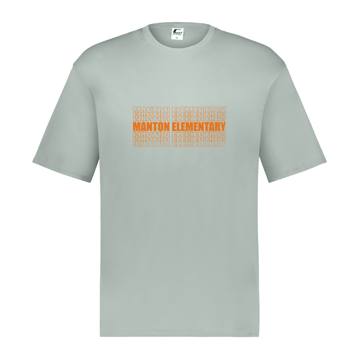 manton-stacked-echo-c2-kids-performance-short-sleeve-tee — Silver — Front — source sha256 5101ac28eff305a019e83aed82fcc383a33df7b6c6d02987c52e740a0ea13d05 — Color position 3