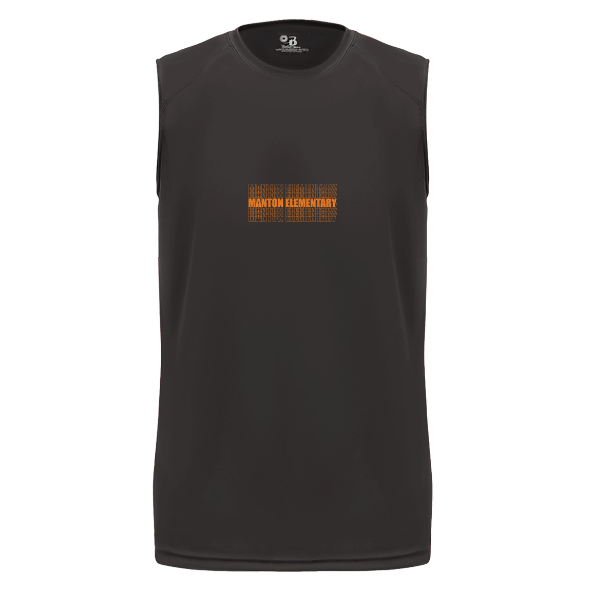 manton-stacked-echo-badger-b-core-sleeveless-performance-tee — Black — Front — source sha256 562ad314527b16b78b0e0a7d458a90270bcfdf904ebd128552b6d52509c291e5 — Color position 1
