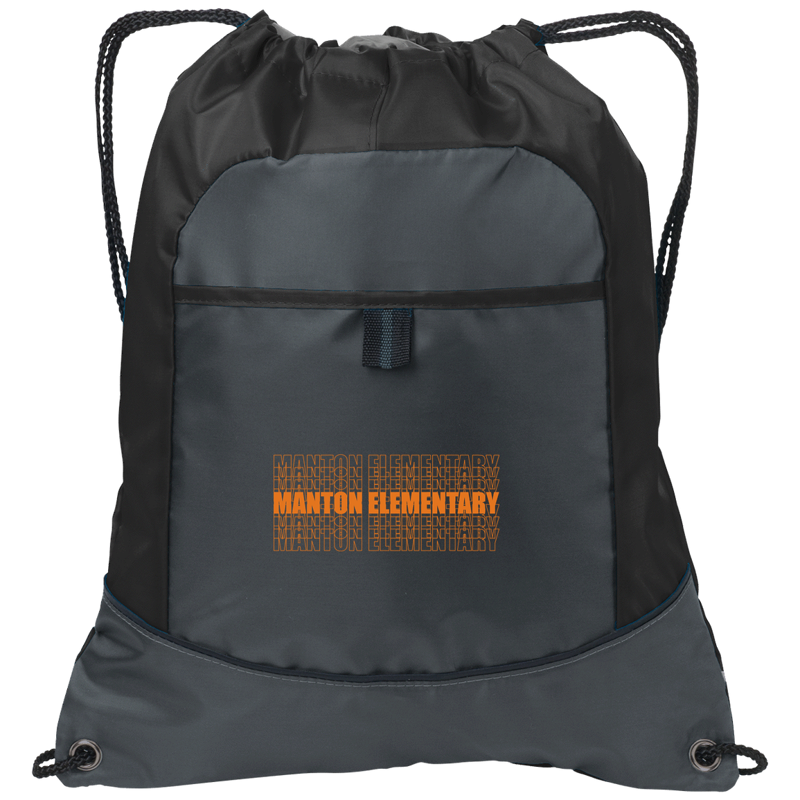 manton-stacked-echo-port-authority-pocket-cinch-pack — Deep Smoke/Black — Front — source sha256 5f4a36e0f935d2f42b5ba96e19acd85ac5b063caf4552467d50e4aa08d246ac2 — Color position 1