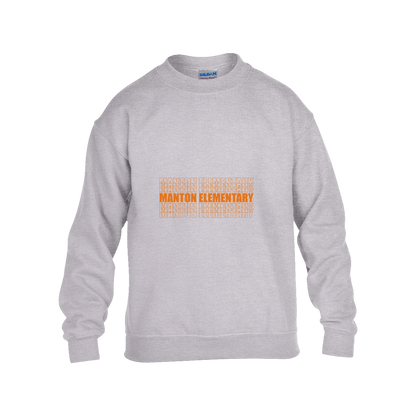 manton-stacked-echo-gildan-kids-heavy-blend-fleece-crew — Grey — Front — source sha256 6a596e49bfa0b2c94722426fe7c268dc6e201ccbe9923fe4a955f99423c24900 — Color position 3