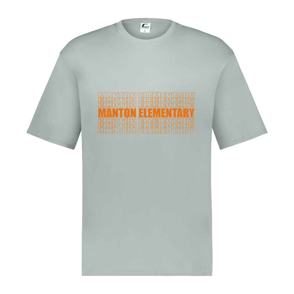 manton-stacked-echo-c2-mens-performance-short-sleeve-tee — Silver — Front — source sha256 6a9d77ebaedbac647fe0ac255359c530ab82269da61fa99f130341c510a87d16 — Color position 3