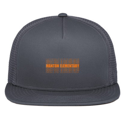 manton-stacked-echo-pacific-headwear-d-series-5-panel-trucker-snapback-cap — Graphite — Front — source sha256 6ba2649e0ff8aa744a3971df29c5d7a725c5306b5564013376005e97f4d511b4 — Color position 3