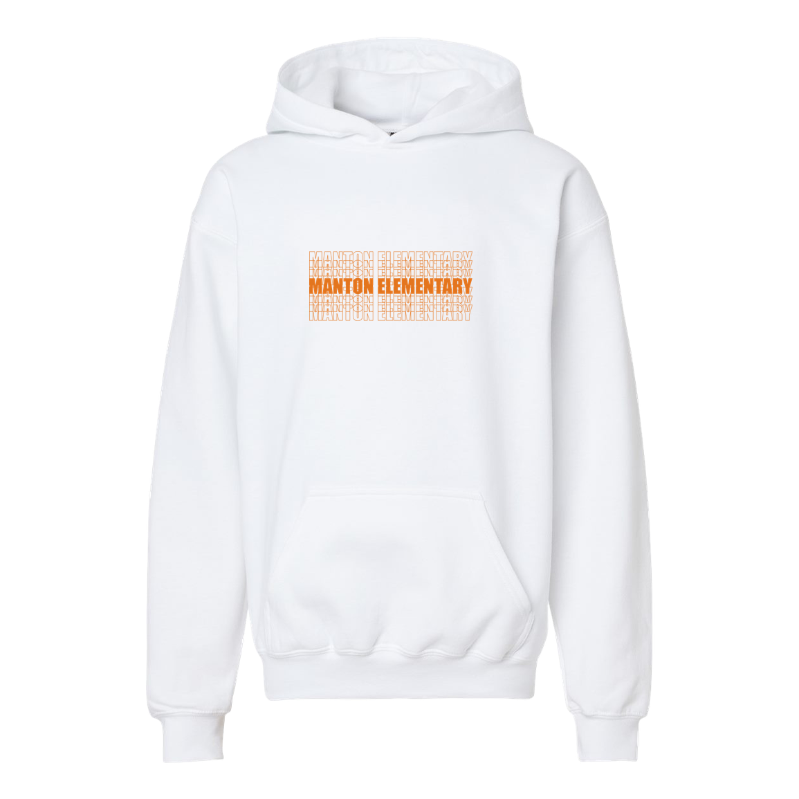 manton-stacked-echo-gildan-kids-midweight-fleece-hoodie — White — Front — source sha256 6fe478cbe5e6c702573065cd902c7c0dac9a5f87ba61d9df668ebc515ae71011 — Color position 1