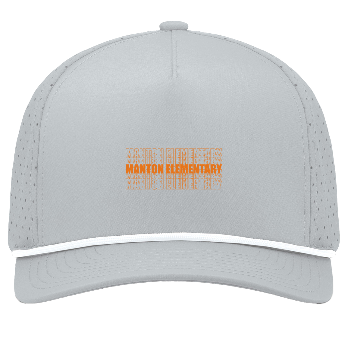 manton-stacked-echo-pacific-headwear-weekender-perforated-snapback-cap — Silver/White — Front — source sha256 7266bcccf41a88e5be12ff9dc827362566b24dd514e31d5cbd5a8b5c8e15cff7 — Color position 5