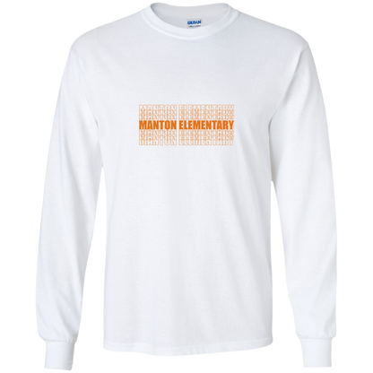 manton-stacked-echo-gildan-youth-ls-t-shirt — White — Front — source sha256 726a01e504d0fd8597408f7261ee31fe27847536b9cf4404f683b2febe4bc66b — Color position 2