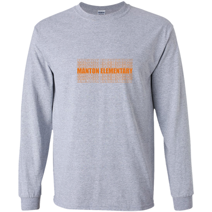 manton-stacked-echo-gildan-youth-ls-t-shirt — Sport Grey — Front — source sha256 72cbe905f861eb6575fc1fa377ea91725010e6e21b95851b674f229f57285ec2 — Color position 1
