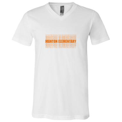 manton-stacked-echo-bella-canvas-unisex-jersey-ss-v-neck-t-shirt — White — Front — source sha256 8f40719146e3e877d58c7be5e75a28ff6695e117c8257b425ffdac851dac3a37 — Color position 1