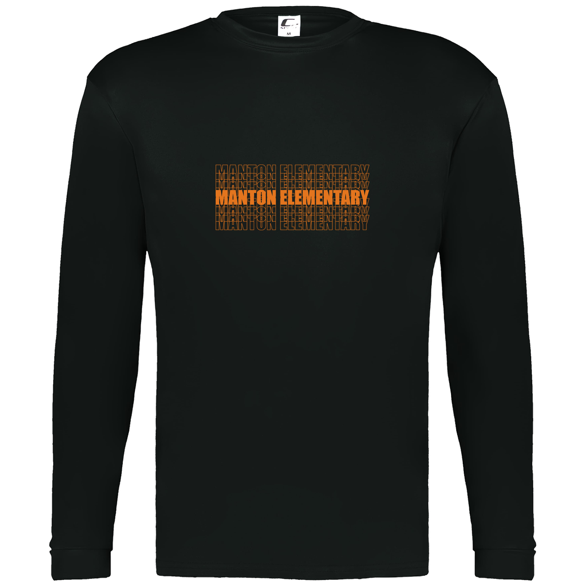 manton-stacked-echo-c2-mens-performance-long-sleeve-tee — Black — Front — source sha256 9bf48586577a197ef3e77595ac2df09e06d84e25e43111d91152f710f744a494 — Color position 1