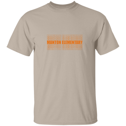 manton-stacked-echo-gildan-5-3-oz-t-shirt — Sand — Front — source sha256 9ecb78915d9f4aabc78b11679fe4bb6b72522c08df0f328f3d6838d275721319 — Color position 1