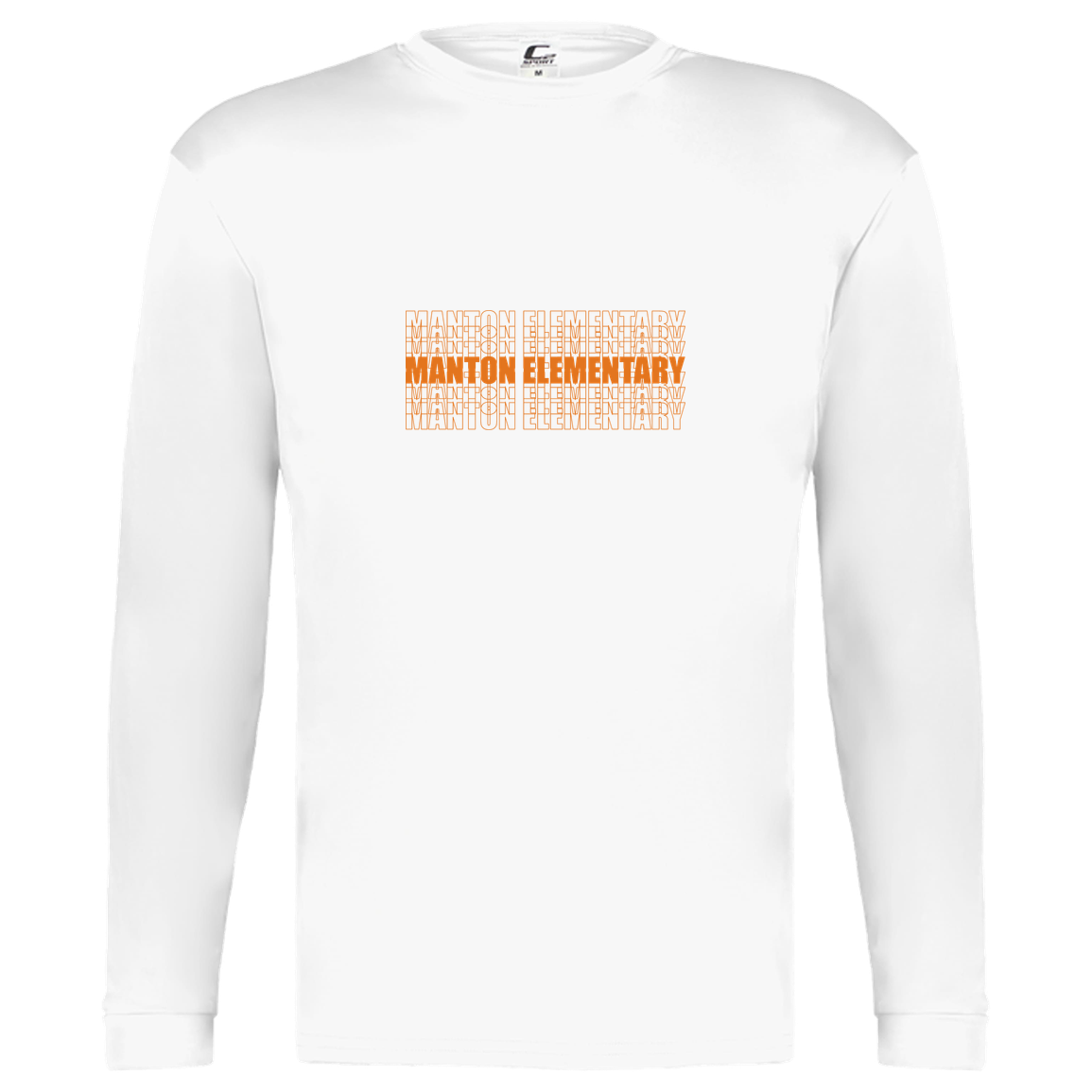 manton-stacked-echo-c2-kids-performance-long-sleeve-tee — White — Front — source sha256 b10a229529f420e074e74bd2c90190acd0ee44b8d39cfce3c454320369580893 — Color position 4