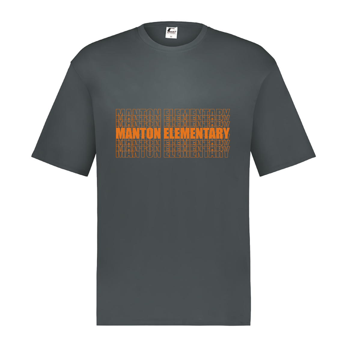 manton-stacked-echo-c2-mens-performance-short-sleeve-tee — Graphite — Front — source sha256 b54f8f07095549dae6e0597d746ee7b821e3911a5194b0c06aa1ba16415d2df2 — Color position 2