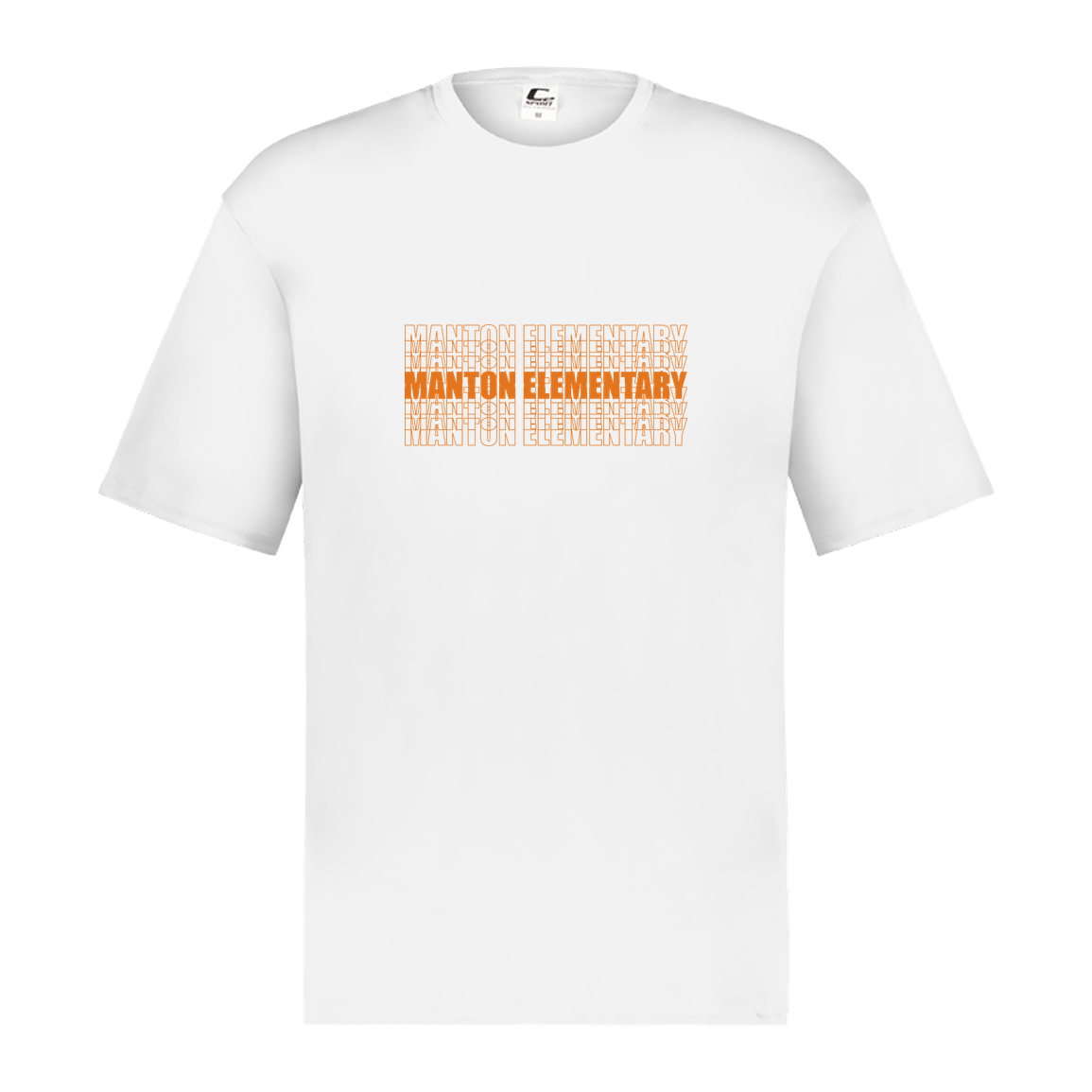 manton-stacked-echo-c2-kids-performance-short-sleeve-tee — White — Front — source sha256 ca3dc8851beb2cff2f111079523b2f5d224d141be807d0294d2c1e1f86676c7a — Color position 1