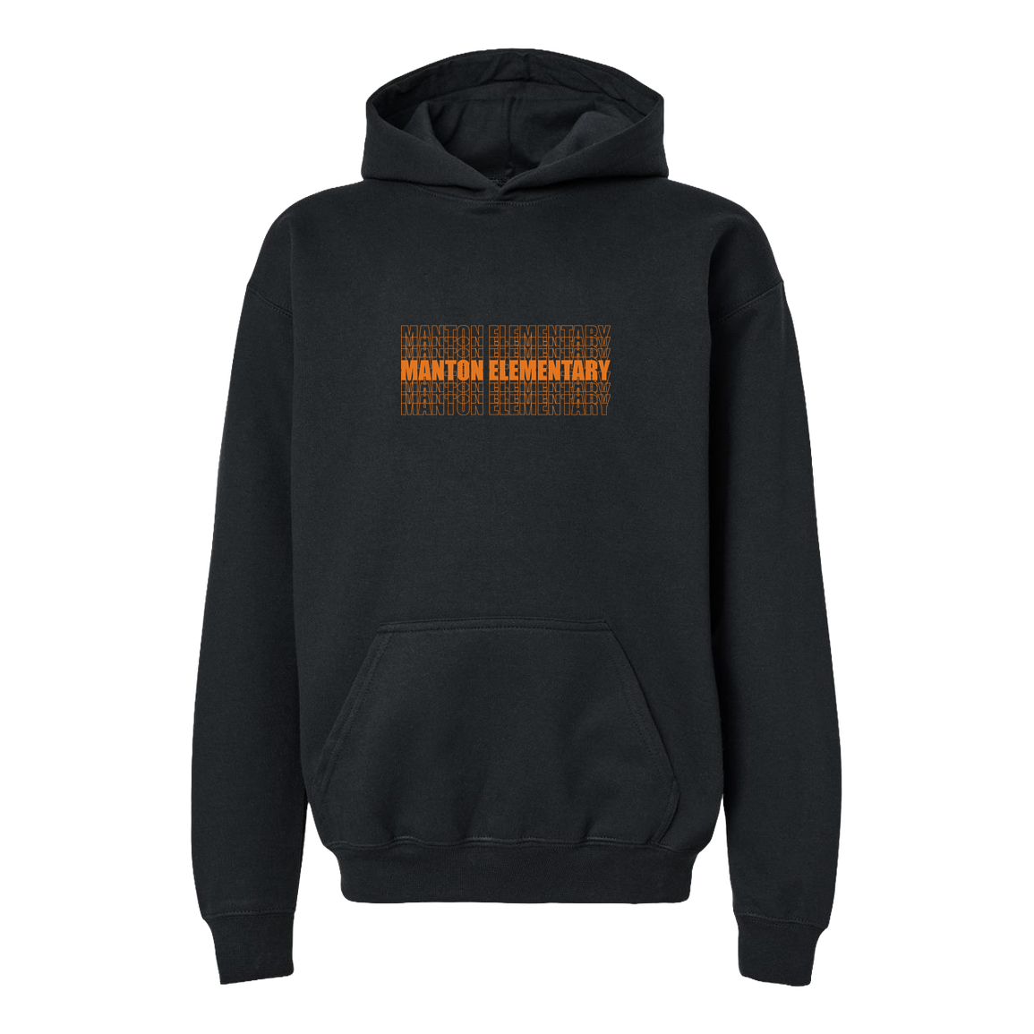 manton-stacked-echo-gildan-kids-midweight-fleece-hoodie — Black — Front — source sha256 f1dd46536a1612f98997b39297b20830fcda9cb46466a7fe419224da569b1599 — Color position 2