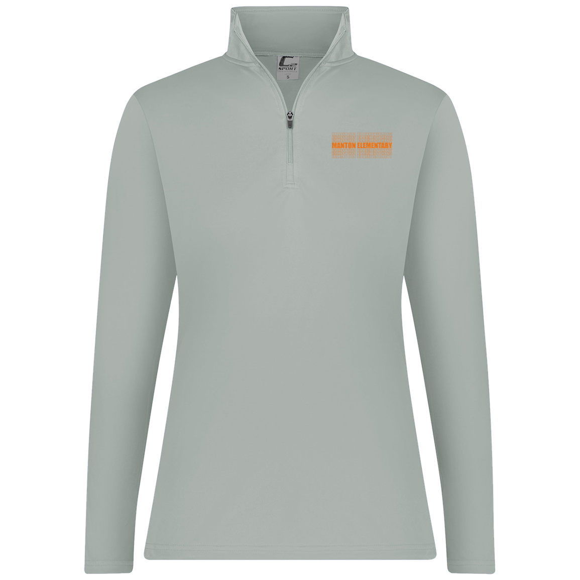 manton-stacked-echo-c2-womens-1-4-zip-pullover — Silver — Front — source sha256 f2d827487c6b9b68c377bfb25a1875967e44b7cc6c8956d40f7af142b381129b — Color position 2
