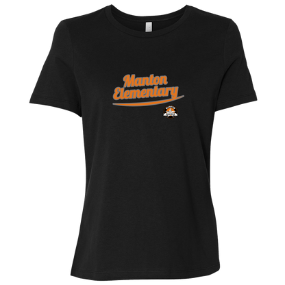 manton-vintage-script-bella-canvas-ladies-relaxed-jersey-short-sleeve-t-shirt — Black — Front — source sha256 05bad2371833e7b1999a8d0ca2c6727000ed47daa8f22ed2697cbbccc82e0da6 — Color position 5