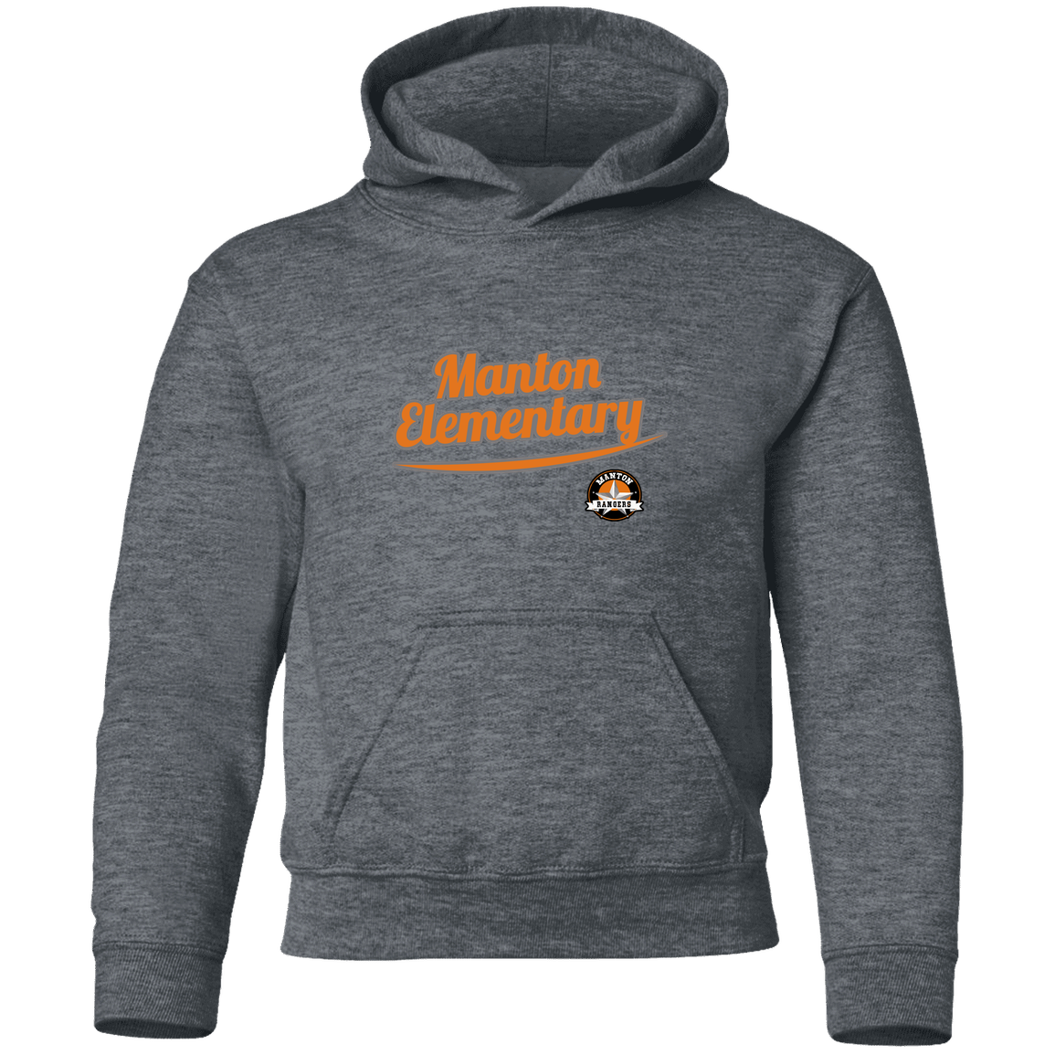 manton-vintage-script-gildan-youth-pullover-hoodie — Dark Heather — Front — source sha256 0a3cc48ec099879e66c79208804a1266a1d37a116367c13fa758a1d5e08e04df — Color position 4