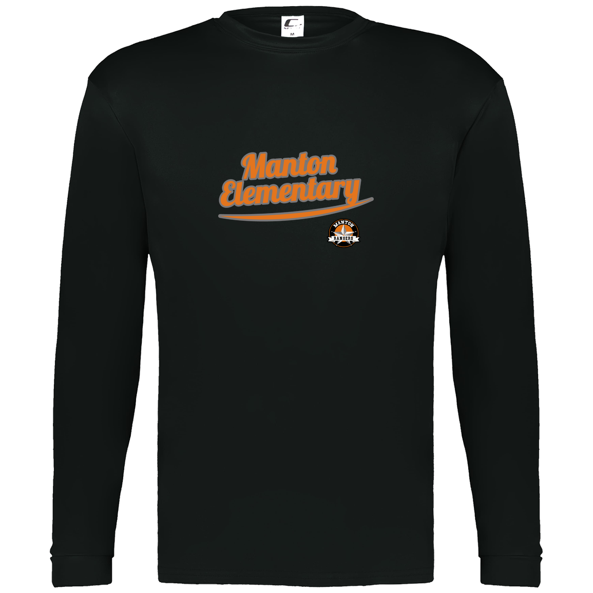 manton-vintage-script-c2-mens-performance-long-sleeve-tee — Black — Front — source sha256 0a8d8a9ff7d92810028b64ec1afe2a2604d58f519ed66ef3252eb5fad3be7ac1 — Color position 1