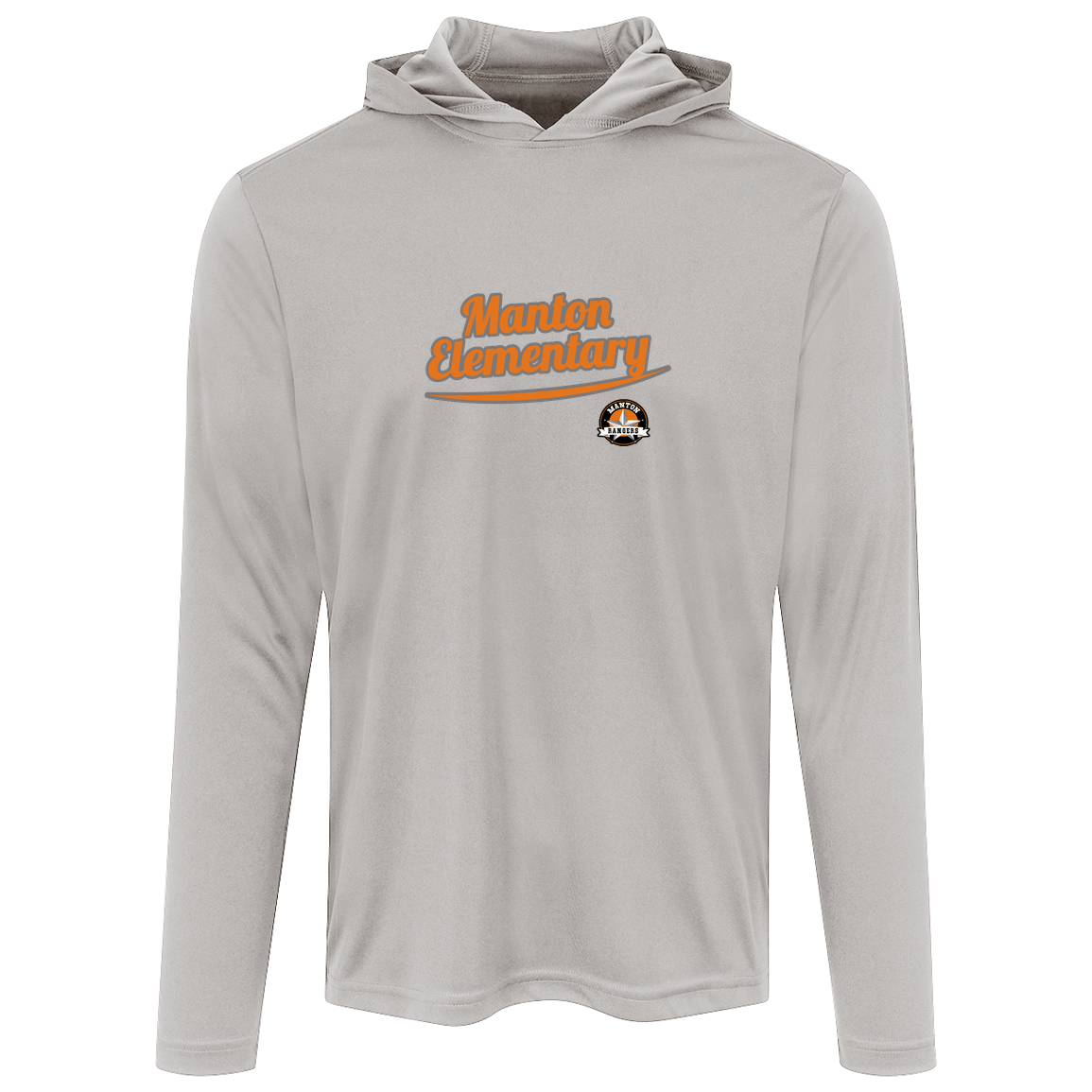 manton-vintage-script-sport-tek-mens-competitor-hooded-tee — Silver — Front — source sha256 318c6bf1f4b7c79443245b0e955254dbaf89763dd8a836b383198400a53bc73a — Color position 3