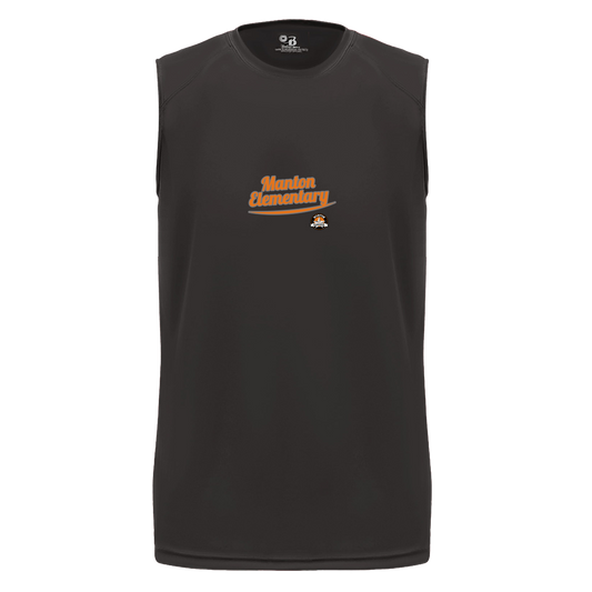 manton-vintage-script-badger-b-core-sleeveless-performance-tee — Black — Front — source sha256 4c3a22e4ff736e0a7dc860ee90b40d4b3d6a72755d41c1a1affeef19764cb899 — Color position 1