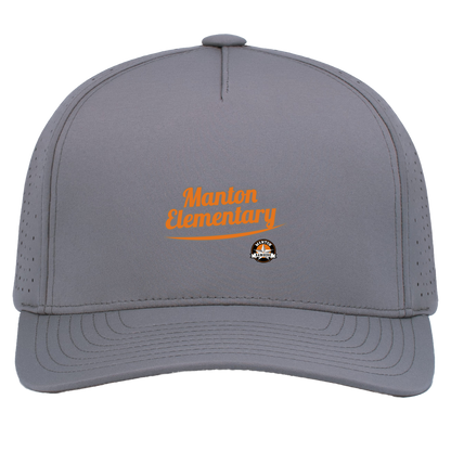 manton-vintage-script-pacific-headwear-weekender-perforated-snapback-cap — Graphite — Front — source sha256 562f89a1a8baa9efa405a7bf43b0bfee457d8ca8aae45d5c7a540fdfd874e947 — Color position 4
