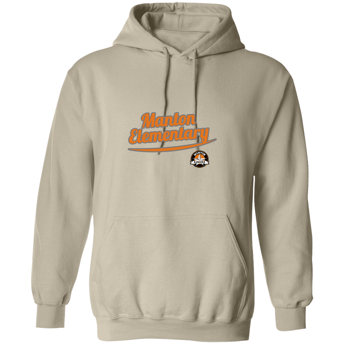 manton-vintage-script-gildan-pullover-hoodie — Sand — Front — source sha256 5f0f302e70ee9ae5f7a3a16311b8bbe4f01392fef038e99b189af3405489653c — Color position 1