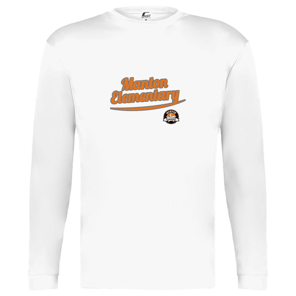 manton-vintage-script-c2-kids-performance-long-sleeve-tee — White — Front — source sha256 60339f07a4e3ff854cec06b517854b904c2d77c9c09d620e3b47f50f321af6cb — Color position 4