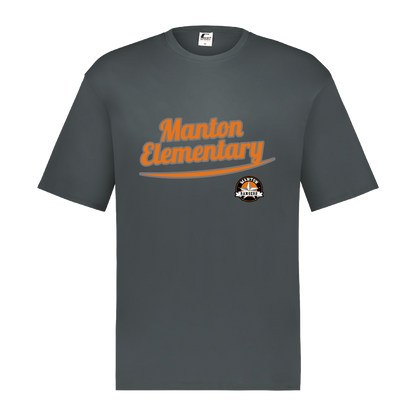 manton-vintage-script-c2-mens-performance-short-sleeve-tee — Graphite — Front — source sha256 6b1d0f2d48efa5938c6c92a97051c692cf4cb58a4a90afacee619ca9e57bd33f — Color position 2