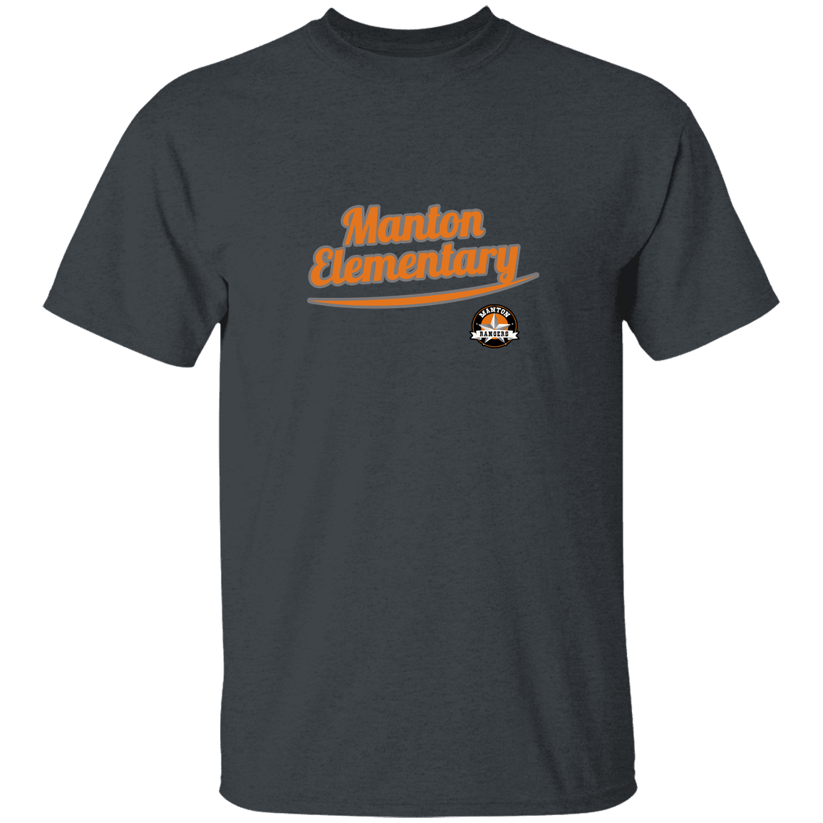 manton-vintage-script-gildan-youth-5-3-oz-100-cotton-t-shirt — Dark Heather — Front — source sha256 8544c7a9700df52fd71555b6b672543a4506b43fdfbe2cb4e0a6f21f937ce986 — Color position 4