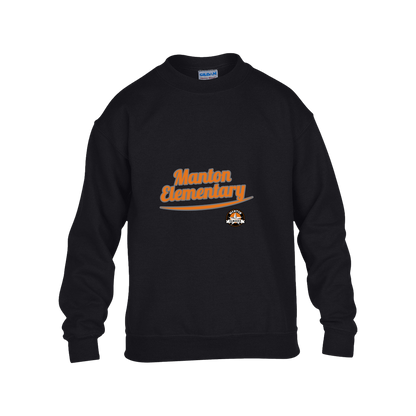 manton-vintage-script-gildan-kids-heavy-blend-fleece-crew — Black — Front — source sha256 8cdef92a6b96ea92f309ed7b5678ad607ffb6dfee51bc7fb7278b07a479fcde0 — Color position 1