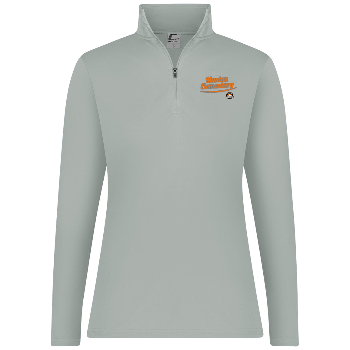 manton-vintage-script-c2-womens-1-4-zip-pullover — Silver — Front — source sha256 8e5951642c7543bbf899a226fbb1389491add1ea43623361b6e2a6ec1cca5c8a — Color position 2