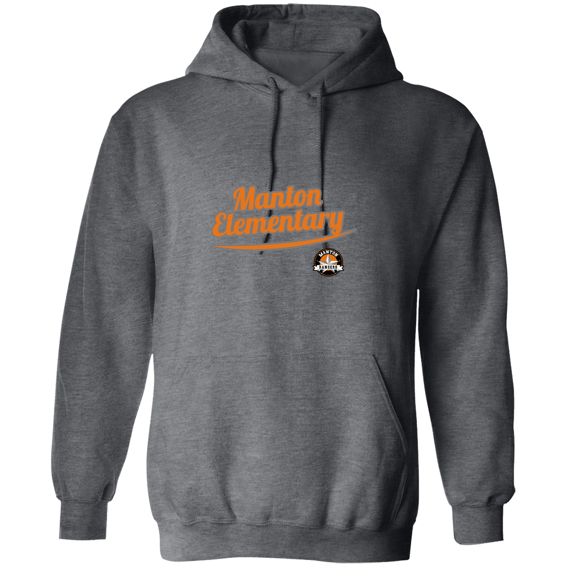 manton-vintage-script-gildan-pullover-hoodie — Dark Heather — Front — source sha256 b4faec084a7581c318a1b4b09faf7171e12ae8d6d7d04f53d363f5e0ccf496e8 — Color position 6