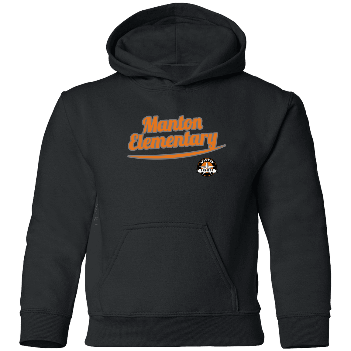 manton-vintage-script-gildan-youth-pullover-hoodie — Black — Front — source sha256 c5f00f7773cdd4b04e20d02fc78101e8285f20b450f9789efc11d820068c8de2 — Color position 3