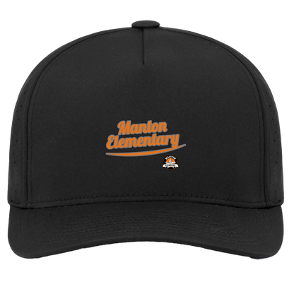 manton-vintage-script-pacific-headwear-weekender-perforated-snapback-cap — Black — Front — source sha256 ccc111ce830bc1ad472dc75872e3c29c9d49a4dcbd02891abbb1bc1fc12fdba2 — Color position 2