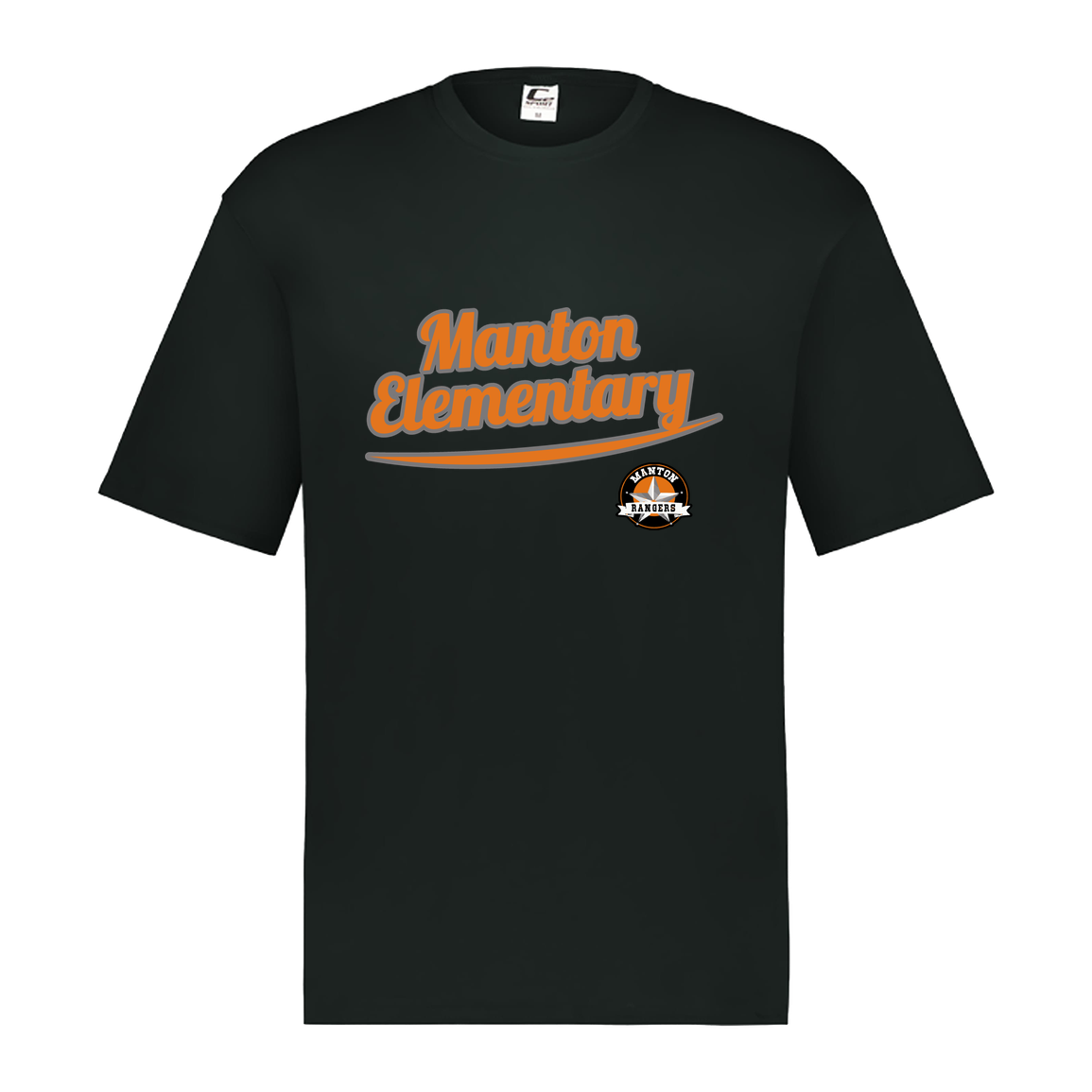 manton-vintage-script-c2-mens-performance-short-sleeve-tee — Black — Front — source sha256 cfe3adeb875b4c10ae328fd313a02b381f838d529e11d37893f22640a664f373 — Color position 1