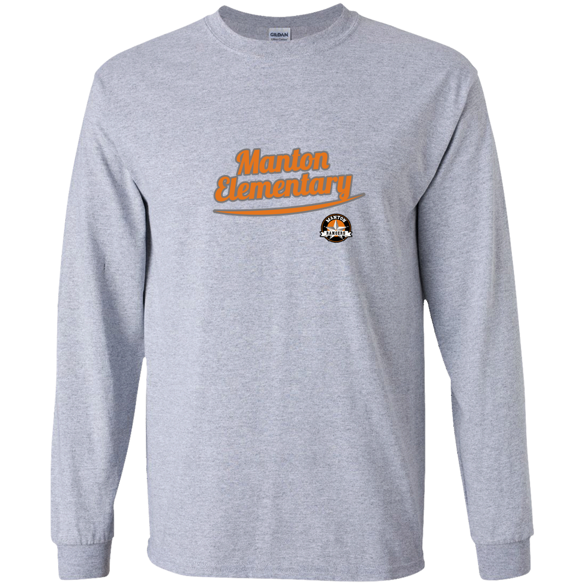 manton-vintage-script-gildan-youth-ls-t-shirt — Sport Grey — Front — source sha256 e5b77512e63bd32d1395d82b7b576d918dfc396c0651f02faa729ab534f00a8f — Color position 1