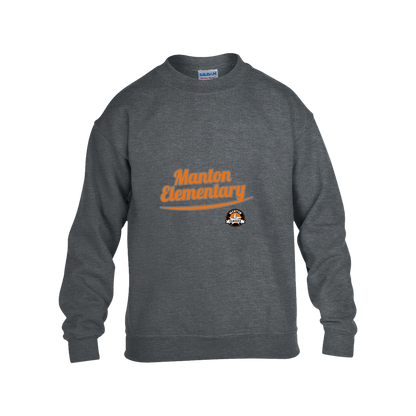 manton-vintage-script-gildan-kids-heavy-blend-fleece-crew — Dark Heather — Front — source sha256 f25e5c203f407001ecb18c071f7e2353d2095c4ce8125b103d0af7133978e2de — Color position 2